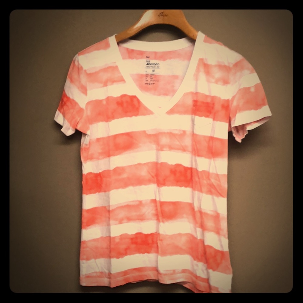 Orange white stripped T-shirt